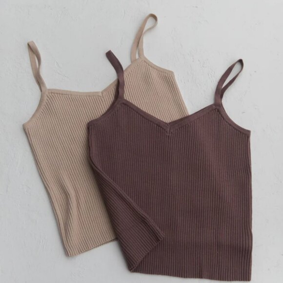 Raised By Water Women's Knit Tank in Taupe - Picture 3 of 6